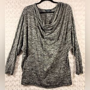 Max Edition Women’s Size XL Black White Marled Long Sleeve Cowl Neck‎ Sweater